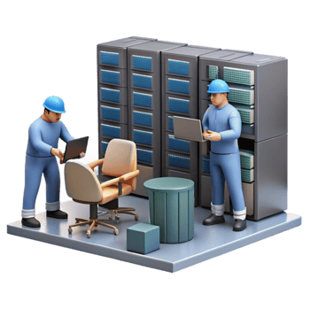 extraordinary abstract Server Room with Technicians Working Transparent Background genuine png