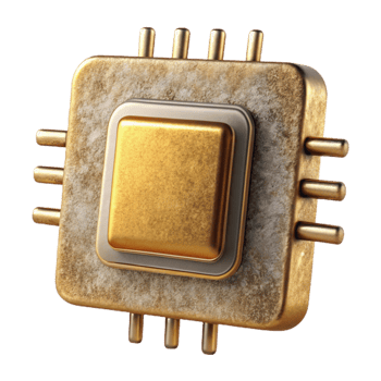 wonderful traditional Shining Gold Microchip Isolated on White detailed png
