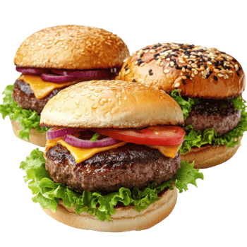 Gourmet Burgers Juicy Toppings on transparent background. png