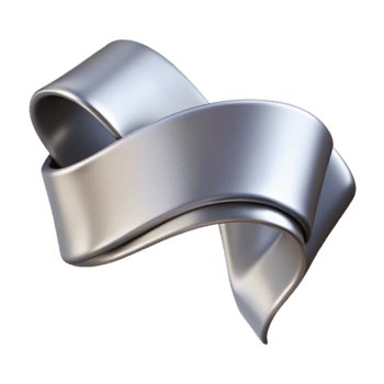 impressive abstract Shiny Silver Ribbon Isolated on Transparent Background professional png