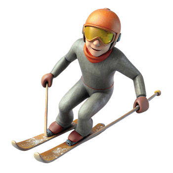 wonderful minimalist Skier Downhill Action Shot Isolated Element 4K png