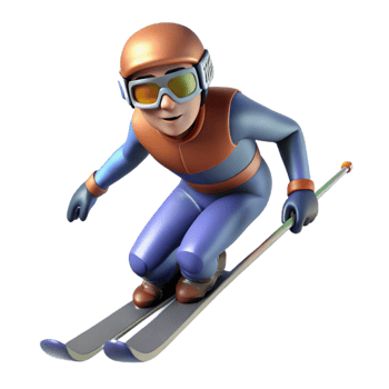 beautiful classic Skier Downhill High Speed Action Isolated high quality png