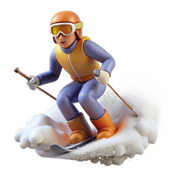 impressive contemporary Skier in Powder Snow Action Shot Transparent Background high resolution png