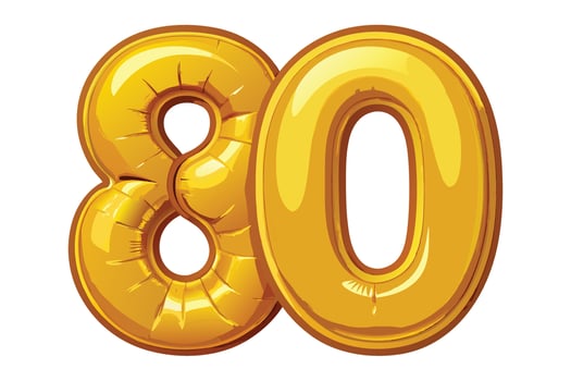 Gold Foil Balloons Number 80 for a Birthday Celebration vector