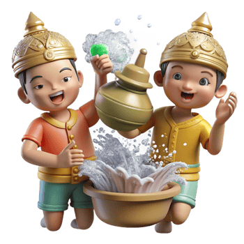 wonderful rustic Songkran Water Festival Splashing Water Transparent premium png