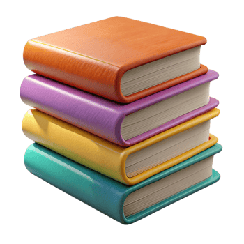 extraordinary modern Stack of Books with Colorful Spines Cutout with Front View authentic png