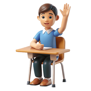 wonderful rustic Student Raising Hand in Class Front View Transparent high resolution png