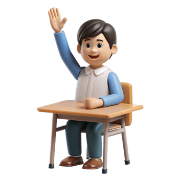 magnificent rustic Student Raising Hand in Class Front View Transparent genuine png