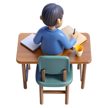 dramatic traditional Student Studying at Desk Top View Transparent original png