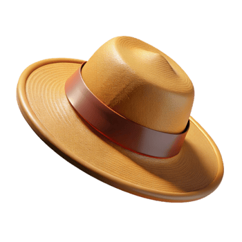 magnificent creative Sun Hat Straw Wide Brim Isolated Transparent Background high quality png