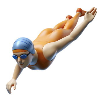 magnificent traditional Swimmer Backstroke Action Shot Transparent Background original png