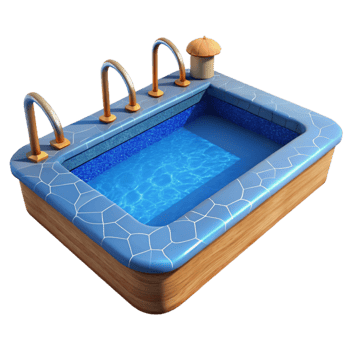beautiful classic Swimming Pool Blue Water Surface Transparent Background high resolution png