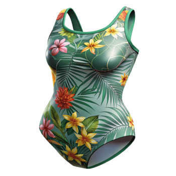 dramatic traditional Swimsuit with Tropical Print Transparent Background premium png