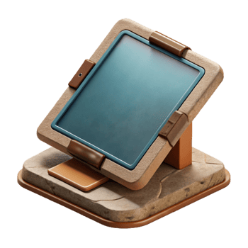 vibrant abstract Tablet with Stand Top View on Transparent Background detailed png