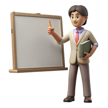 wonderful classic Teacher Explaining on Whiteboard Side View Isolated Element professional png
