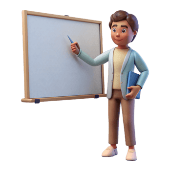 vibrant classic Teacher Explaining on Whiteboard Side View Isolated Element 4K png