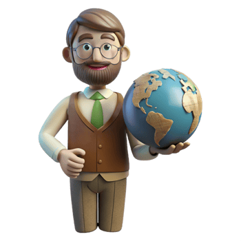 serene minimalist Teacher Holding a Globe Cutout high quality png
