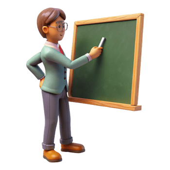 serene creative Teacher Writing on Chalkboard Side View Isolated genuine png