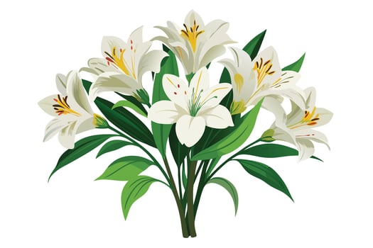 Beautiful Bouquet of White Lilies vector