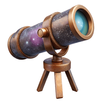 serene vintage Telescope Observing Distant Galaxy Cutout Transparent Background exclusive png