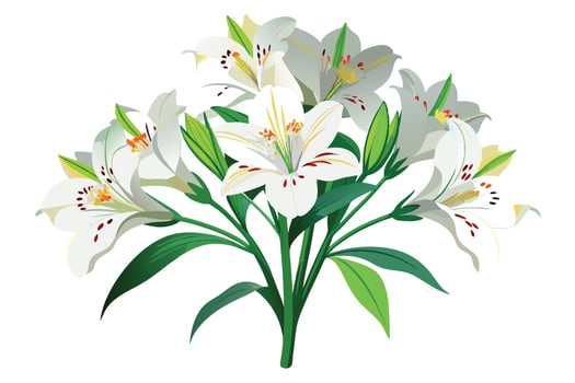 Beautiful bouquet of white lilies. vector
