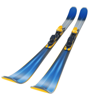 Blue Yellow Skis Winter Sports on transparent background. png