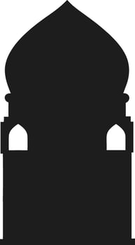 Islamic Dome Silhouette with Dual Arched Windows - Illustration vector