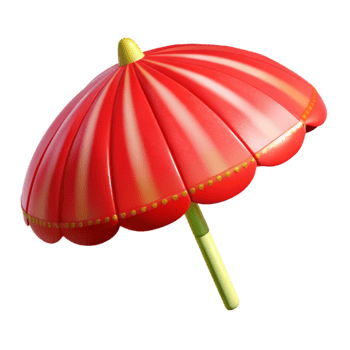 beautiful minimalist Tropical Beach Umbrella Bright Red Cutout 4K png