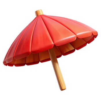 dramatic minimalist Tropical Beach Umbrella Bright Red Cutout 4K png