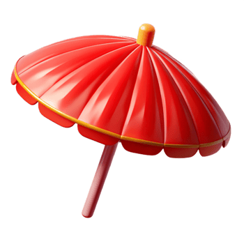 impressive minimalist Tropical Beach Umbrella Bright Red Cutout original png