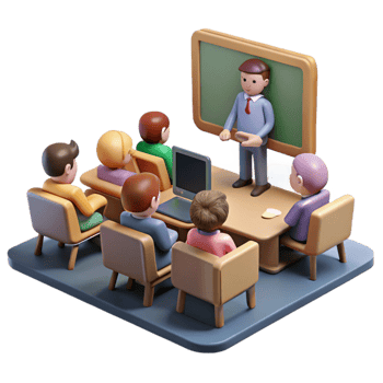 elegant rustic Virtual Classroom with Students and Teacher Isolated Element high resolution png