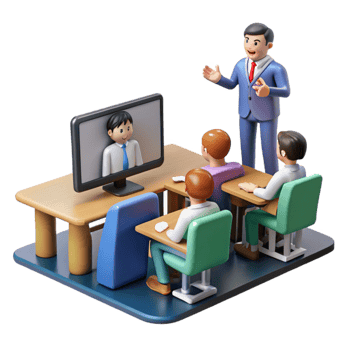 extraordinary minimalist Virtual Classroom with Students and Teacher Isolated Element professional png