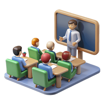 dramatic creative Virtual Classroom with Students and Teacher Isolated Element genuine png