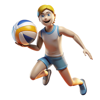 serene vintage Volleyball Player Spiking Ball Transparent Background premium png