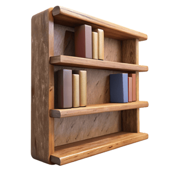vibrant traditional Wall Mounted Bookshelf Wooden Design Transparent Background high quality png