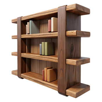 stunning classic Wall Mounted Bookshelf Wooden Design Transparent Background professional png