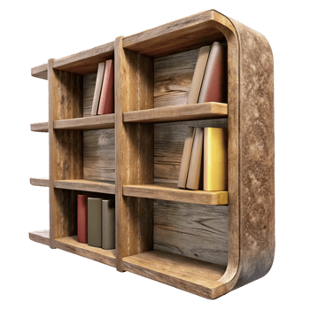 vibrant abstract Wall Mounted Bookshelf Wooden Design Transparent Background high resolution png