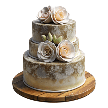 beautiful abstract Wedding Cake White Tiered with Flowers Transparent Background exclusive png