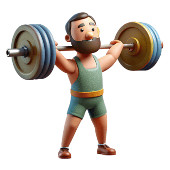 vibrant minimalist Weightlifter Lifting Barbell Overhead Transparent Background professional png