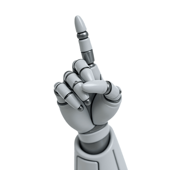 Cybernetic Robotic Hand with Finger Pointing AI and Automation Symbol png