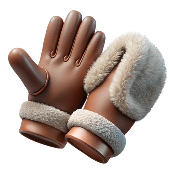 beautiful classic Winter Gloves with Fur Trim Transparent Background detailed png