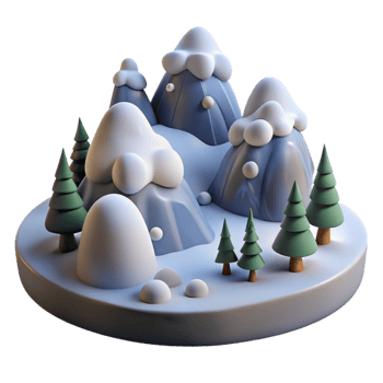 beautiful contemporary Winter Landscape Cutout with Snow Covered Hills authentic png
