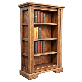 wonderful rustic Wooden Bookcase Tall Shelves Transparent Background premium png