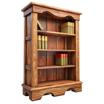 vibrant minimalist Wooden Bookcase Tall Shelves Transparent Background original png
