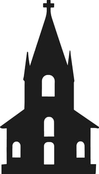 Gothic Church Silhouette - Christian Worship Building Illustration vector