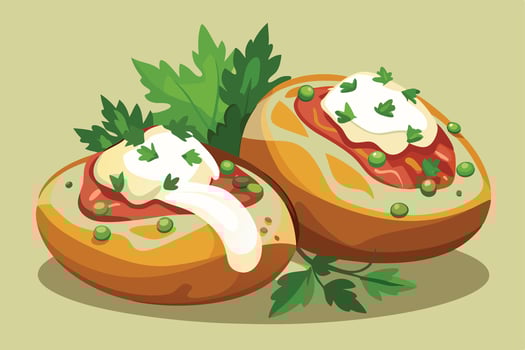 A Deliciously Creamy Stuffed Potatoes, Ready to Eat vector
