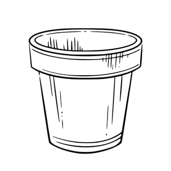 Flowerpot. Minimalist isolated illustration of a plant pot. Ideal for gardening, interior decor, and urban planting themes, cards, sign. Good for seasonal decoration, coloring page, collage vector