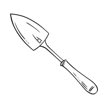 Garden trowel. Minimalist illustration of plant spade. Perfect for gardening projects, landscaping, construction and spring planting visuals, sign, label, sticker, card. Clean line art. vector