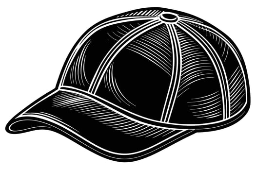 A Vintage Style Baseball Cap in Monochrome Engraving vector