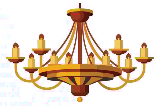 Elegant antique chandelier with candles illustration. vector